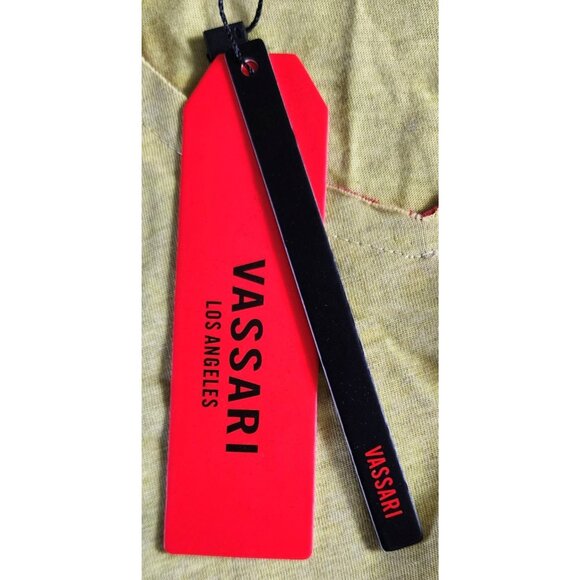 Vassari Los Angeles Mustard Yellow V-Neck Designer Shirt Small – Stylish Cut Hem - Picture 4 of 12